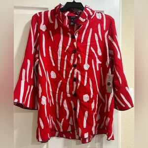Red and white blouse shirt